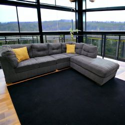 Free Delivery! Ashley's Furniture Gray Sectional With Chaise Sofa Couch