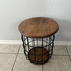 Wood Top Storage Basket And Side Table🔺