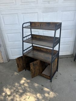 Large Hidden Litter Box with Shelf Storage, Wooden Cat House with Cat Scratcher Pad, Double Door Design, Fits Most Litter Boxes🐈🐈‍⬛🔥🔥‼️