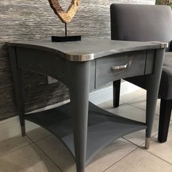 Vintage Nightstand End Table gray wood