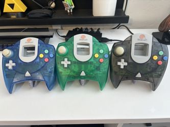 Sega Dreamcast Official OEM Colored Controllers Bundle - Blue, Green, Smoke Black