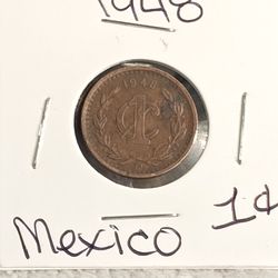 #589 Mexico 1948 un centavo coin