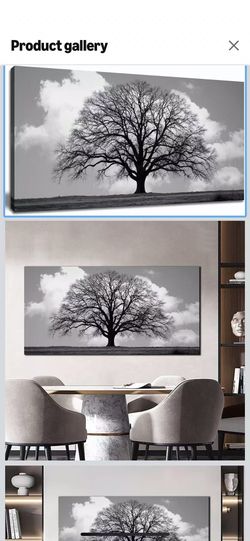 Black and White Tree of Life Wall Art for Bedroom Modern Botanical Landscape Pictures for Living Room Office Canvas Prints Ready to Hang 20"x40"