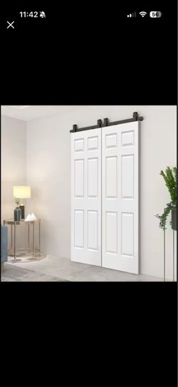 CALHOME 60” x 80” Double Bi-Fold Barn Door with Hardware