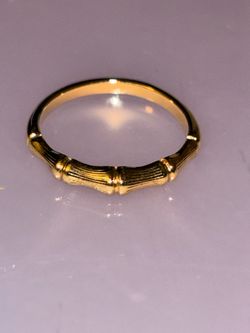 Vintage Gold-Tone Bamboo Minimalist Band Ring