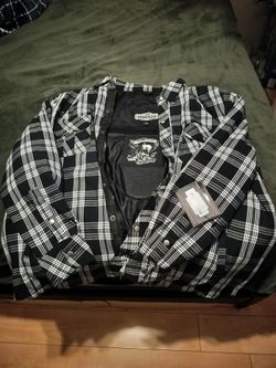 Derringer Black Plaid Flannel Motorcycle Shirt Jacket