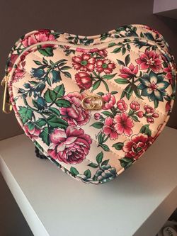 Gucci Multicolor Floral Printed Leather Interlocking G Heart Shoulder Bag