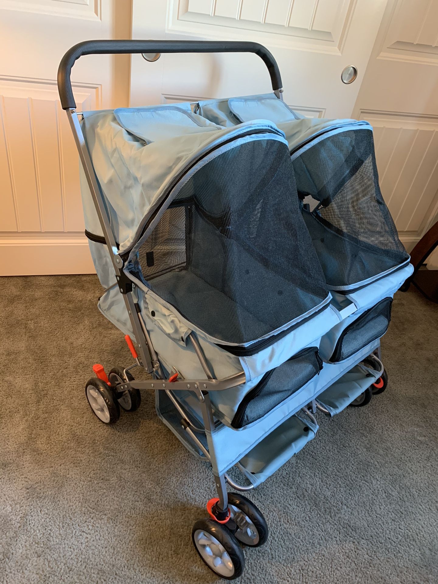 Blue Paws & Pals Double Dog Stroller