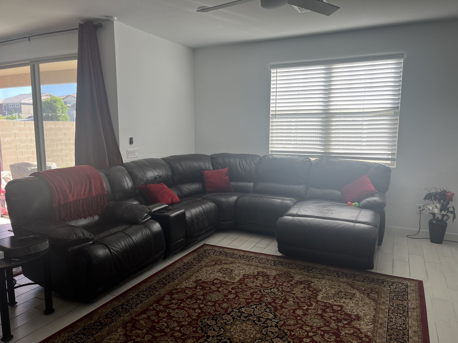 Genuine Leather sectional With Electric Recliner