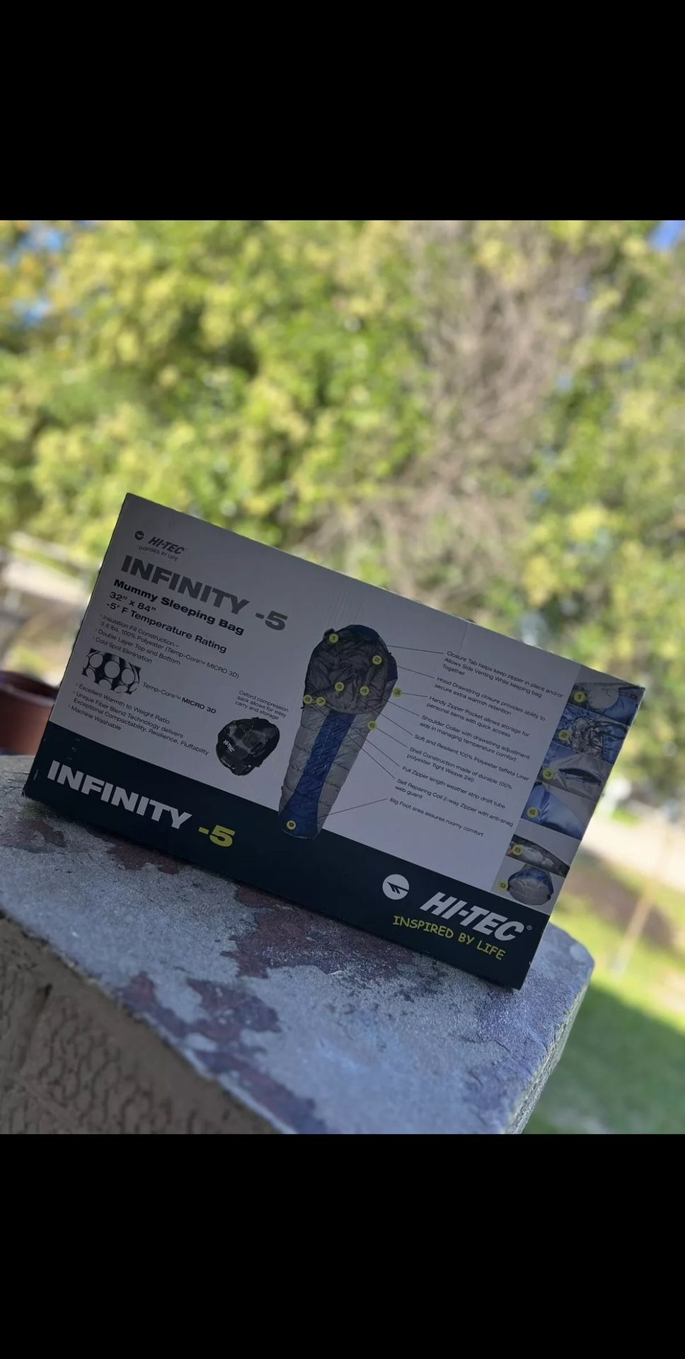 Hi-Tec Infinity Five Mummy Sleeping Bag -5F Temperature Rating - 32" x 84"