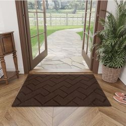 Indoor Doormat 24"x35" Washable Non Slip for Front Back Door Entryway Brown