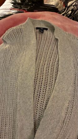 Grey crochet knit cardigan