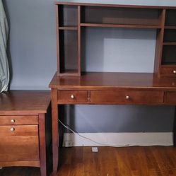 Desk with File Cabinet and Chair