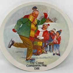 Vintage 1981 Knowles Csatari Grandparent Series Skating Lesson Holiday Christmas Plate