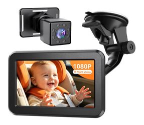 Upgraded Baby Car Camera Monitor [1080P HD & IR Night Vision] 360° Rotation & 150° Wide