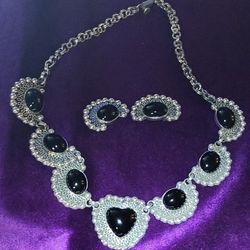 Sterling/Onyx Necklace Set