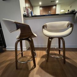 2 Mid-Century Modern Counter Height Barstools