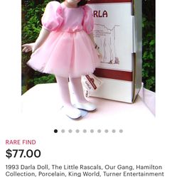 NEW VINTAGE SPANKY AND DARLA PORCELAIN DOLLS.  ALL ORIGINAL BOXES AND PAPERS INCLUDED.  GREAT COLLECTION.  RETAIL $140!!  BEST OFFER FOR THE PAIR 🔥🔥