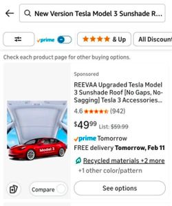 Tesla model 3 roof sunshade grey