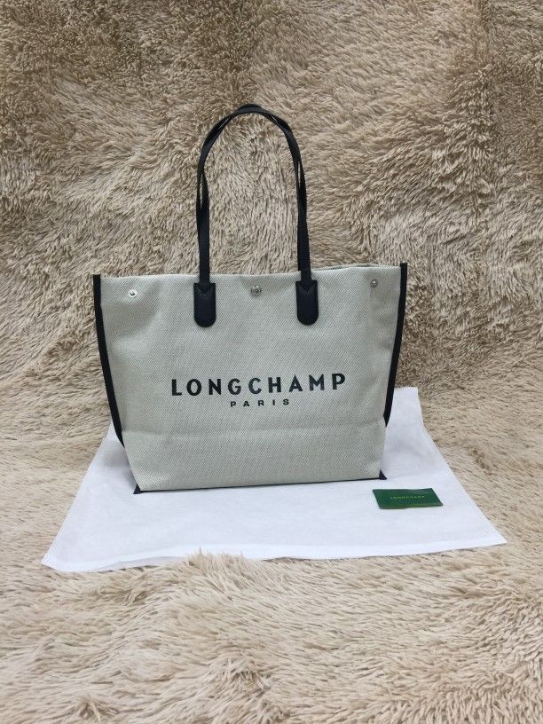 Longchamp Large Canvas Tote Shoulder Bag Travel Bag