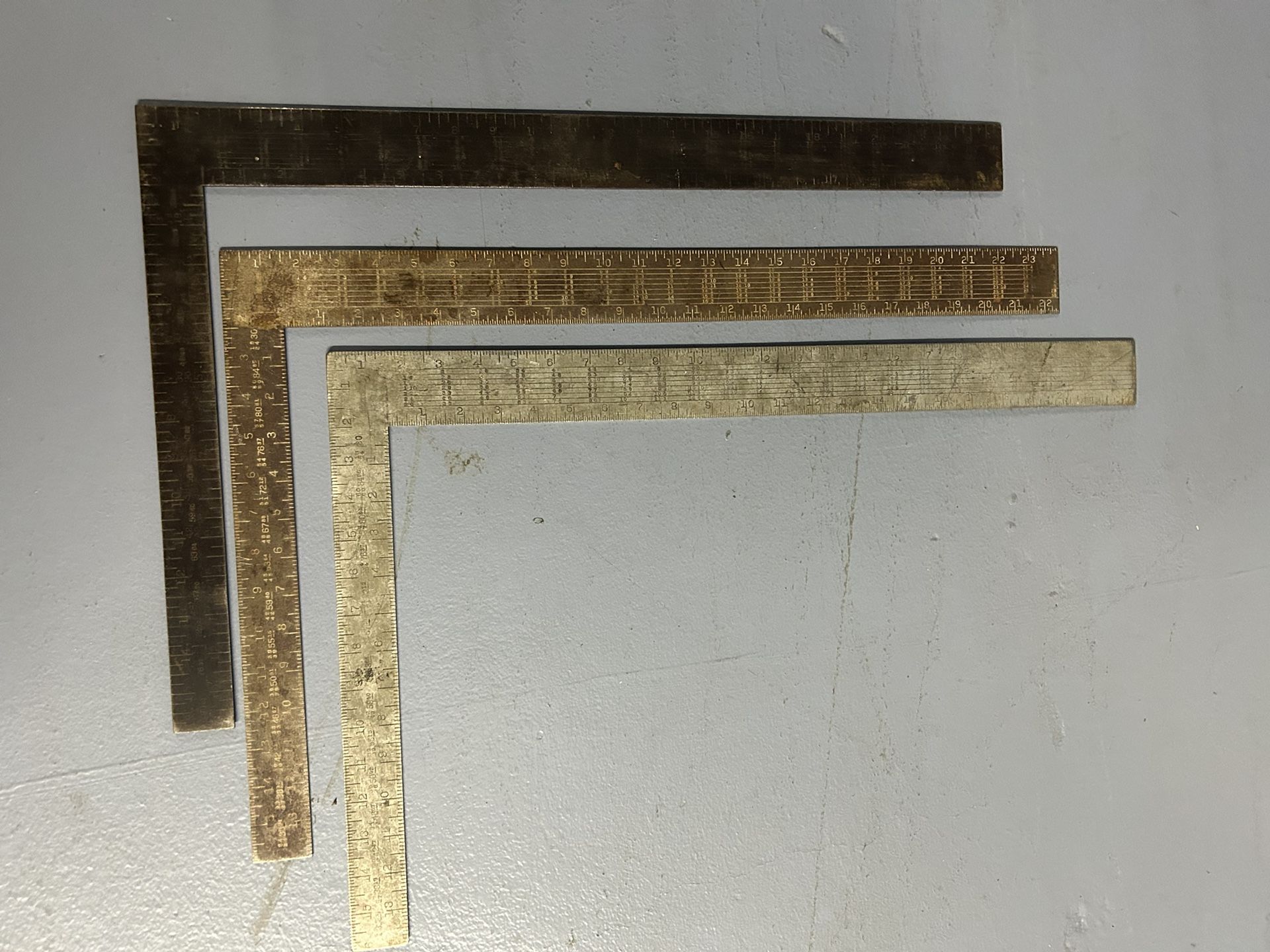 Antique 2 Piece Stanley Measuring Squares Solid Steel