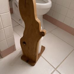 Wooden Rabbit Toilet Paper Holder 