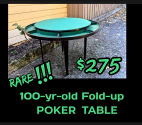 Rare Antique Folding Poker Table with Case