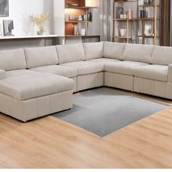COSTCO Chenille Modular Sectional Couch And Ottoman