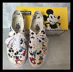 Auth VANS x Disney Mickey Mouse Canvas Low Top Lace-Up Sneakers W9, M 7.5