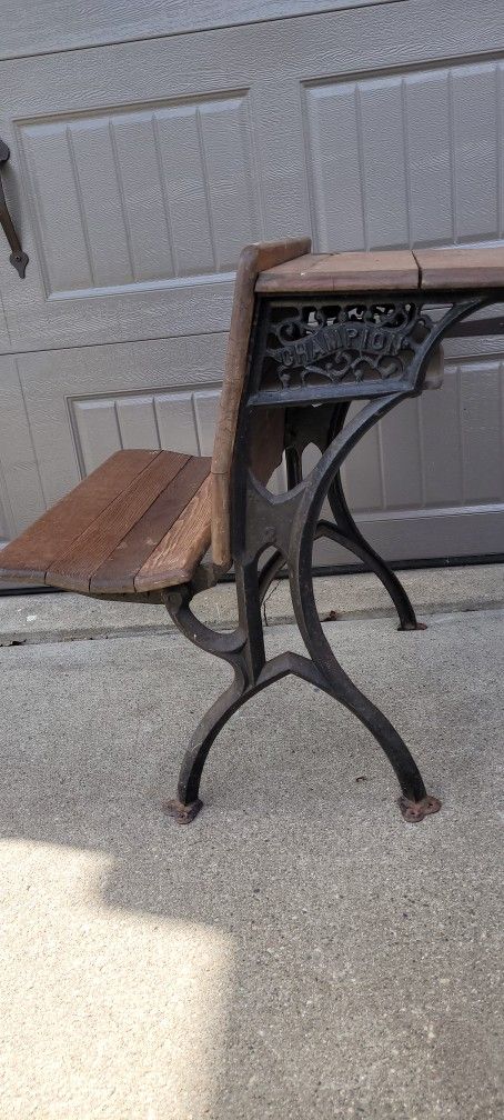 vintage early 1900s Champion children's school desk bench