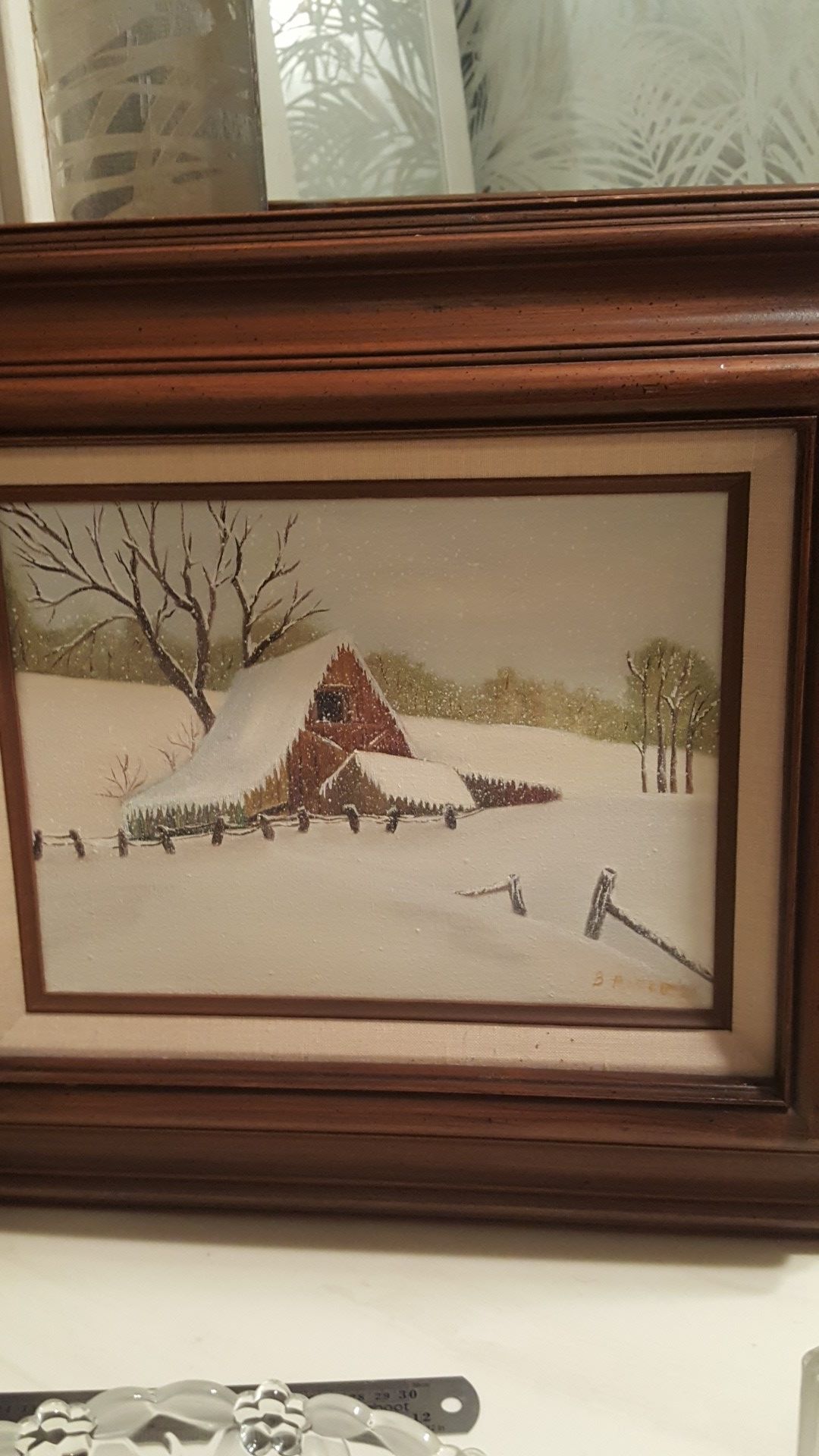 17x20" Framed Snow Winter Painting