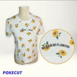 "No Rain, No Flowers" Sunflower Print Baby Tee
