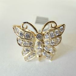 14K Gold & CZs Butterfly Ring