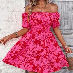 Pink Floral Dress (Medium)