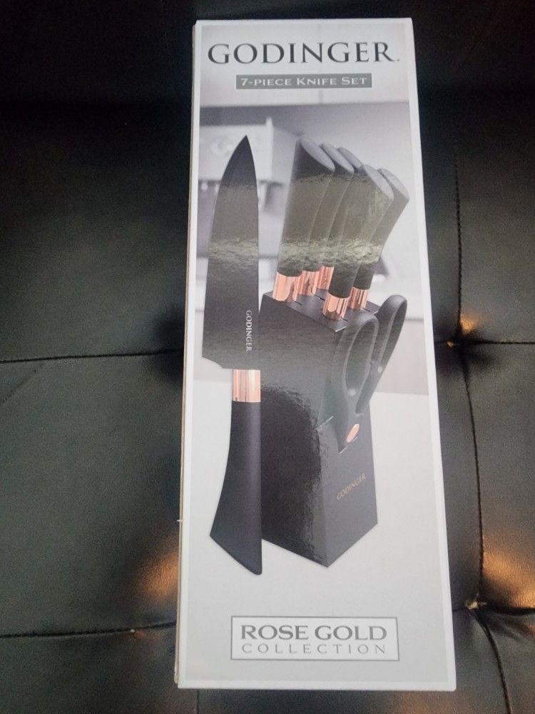 GODINGER 7 Piece Knife Set (Rose Gold Collection) Brand New
