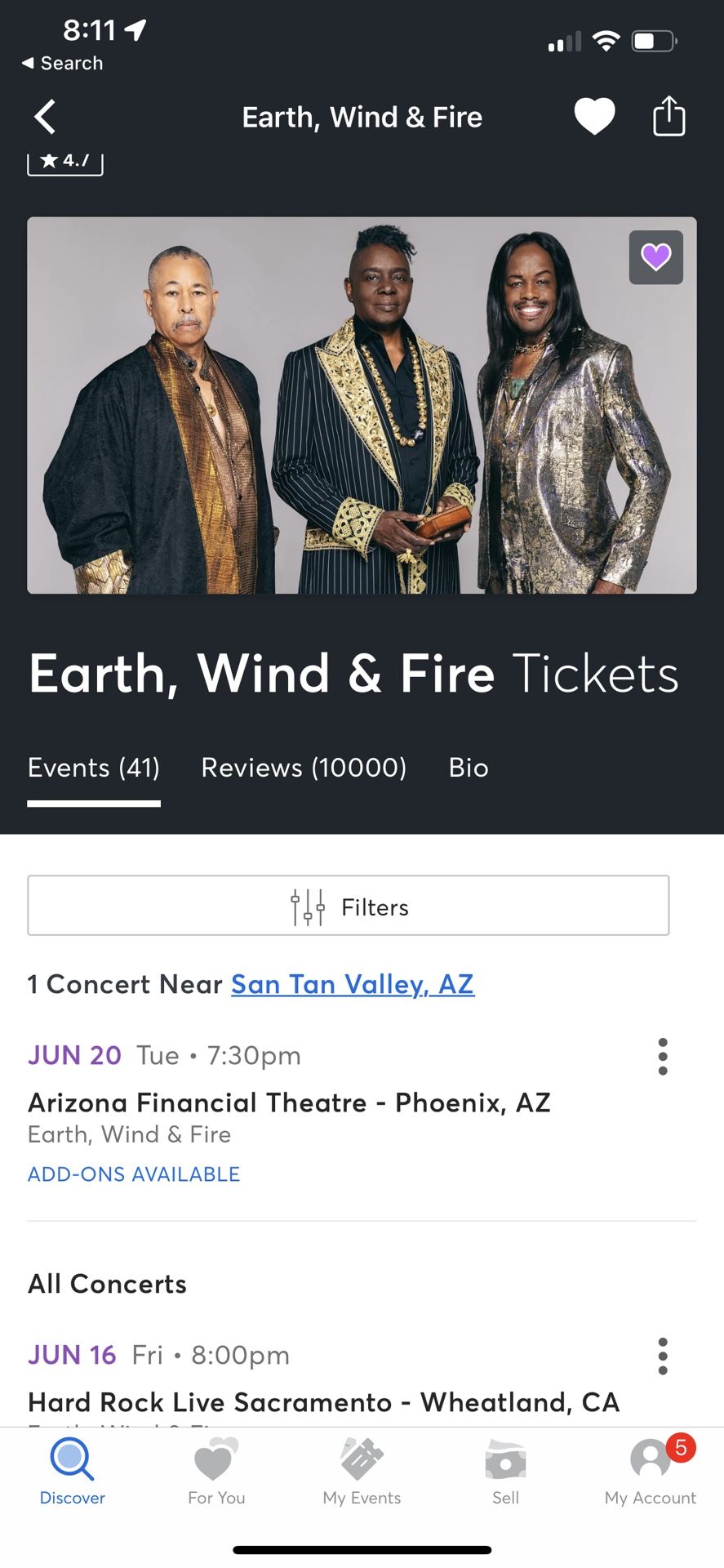 Earth Wind & Fire Concert June 20th,2023