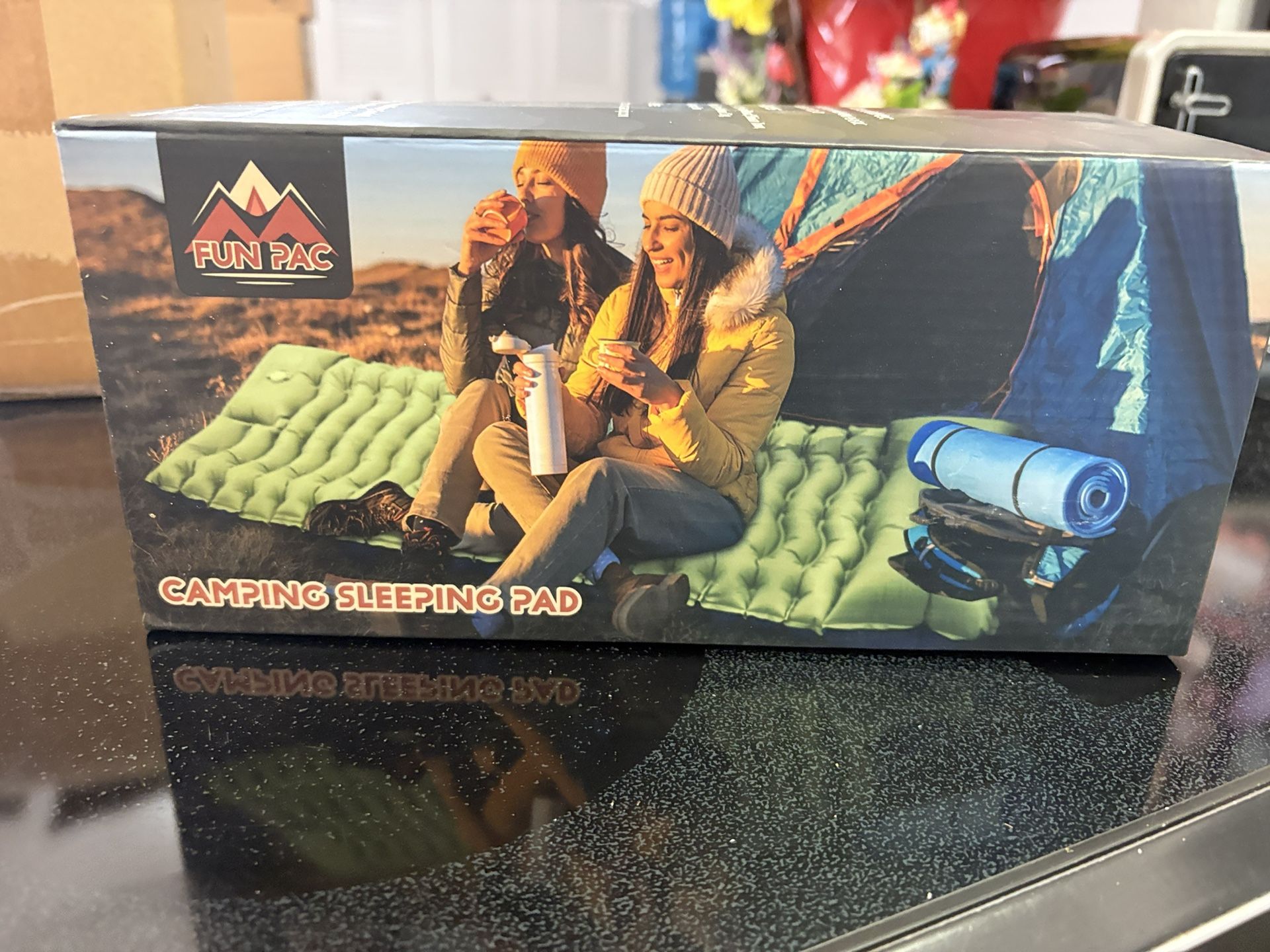 Funpac New Camping Sleeping Pad W Built-In Foot Pump