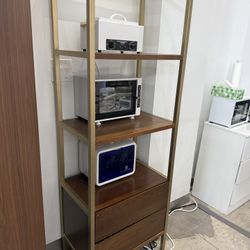 Open Shelf with Drawers& Tall Storage Cabinet