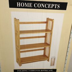 NIB 28”x12”x38” Home Concepts 3-Shelf Folding Stackable Bookcase - Compare @$55+