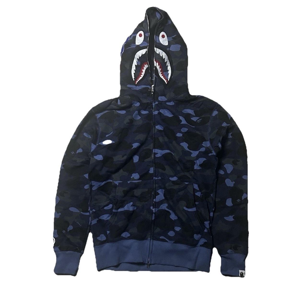BAPE Shark Full Zip Hoodie (Blue Camo) - Size M - 30th Anniversary Edition