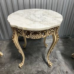 Victorian Style Marble Top Side Table