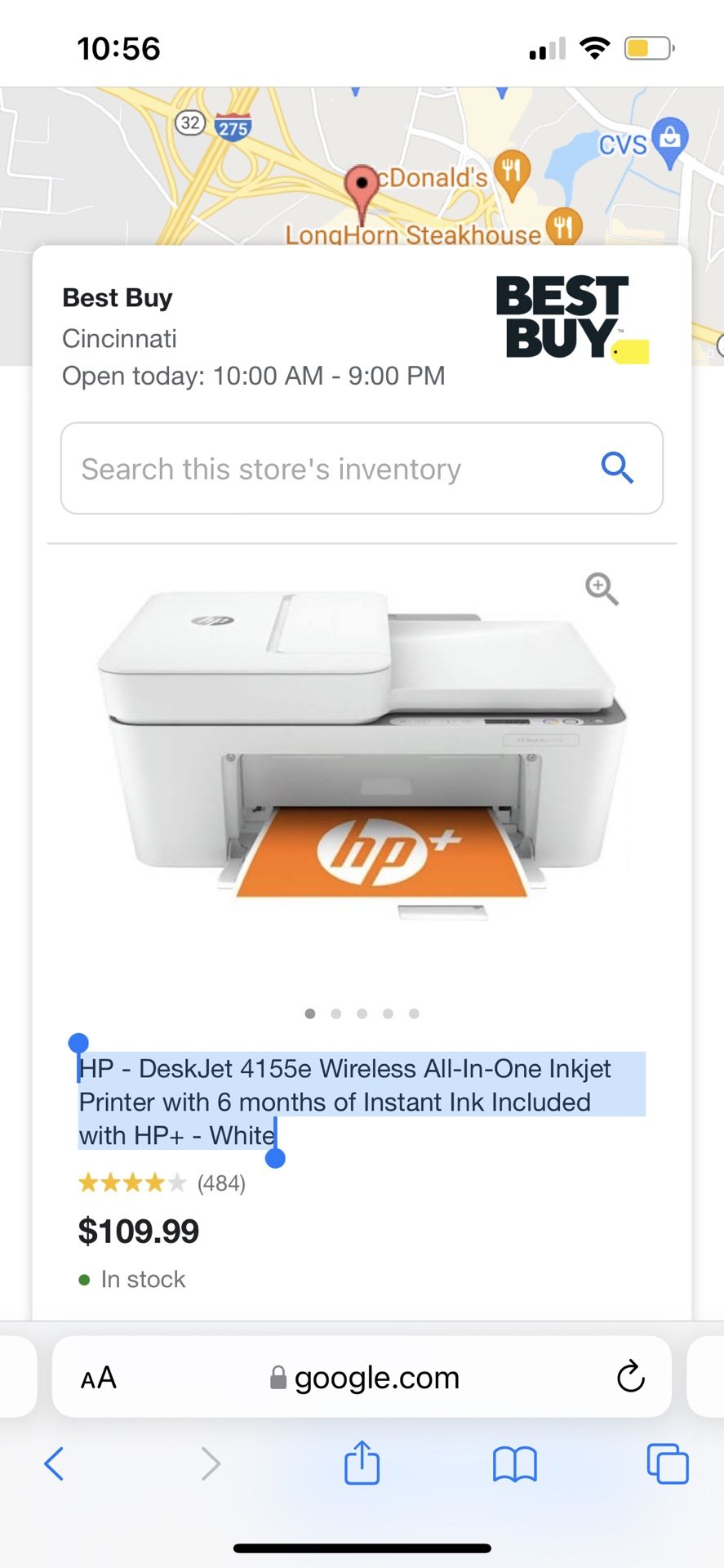 HP - DeskJet 4155e Wireless All-In-One Inkjet Printer with 6 months of Instant Ink Included with HP+ - White