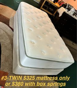 ⁉️⁉️$$280-$380--Twin mattresses and box springs (5 available) Metal frames are sold separately. ——(USED NOT NEW) for seriously interested people only-