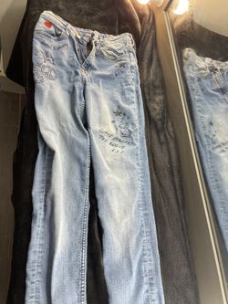 Divided Blue Boyfriend Jeans with Graphic Accents