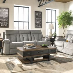 Grey- Ashley Mitchiner Manual Reclining Sofa