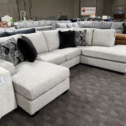 Grey Double Chaise Sectional Sofa 