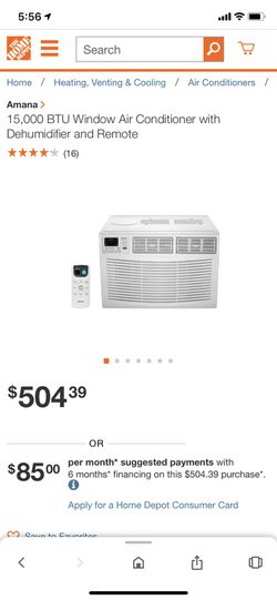 Amana 15,000 BTU Window Air Conditioner with Dehumidifier and Remote