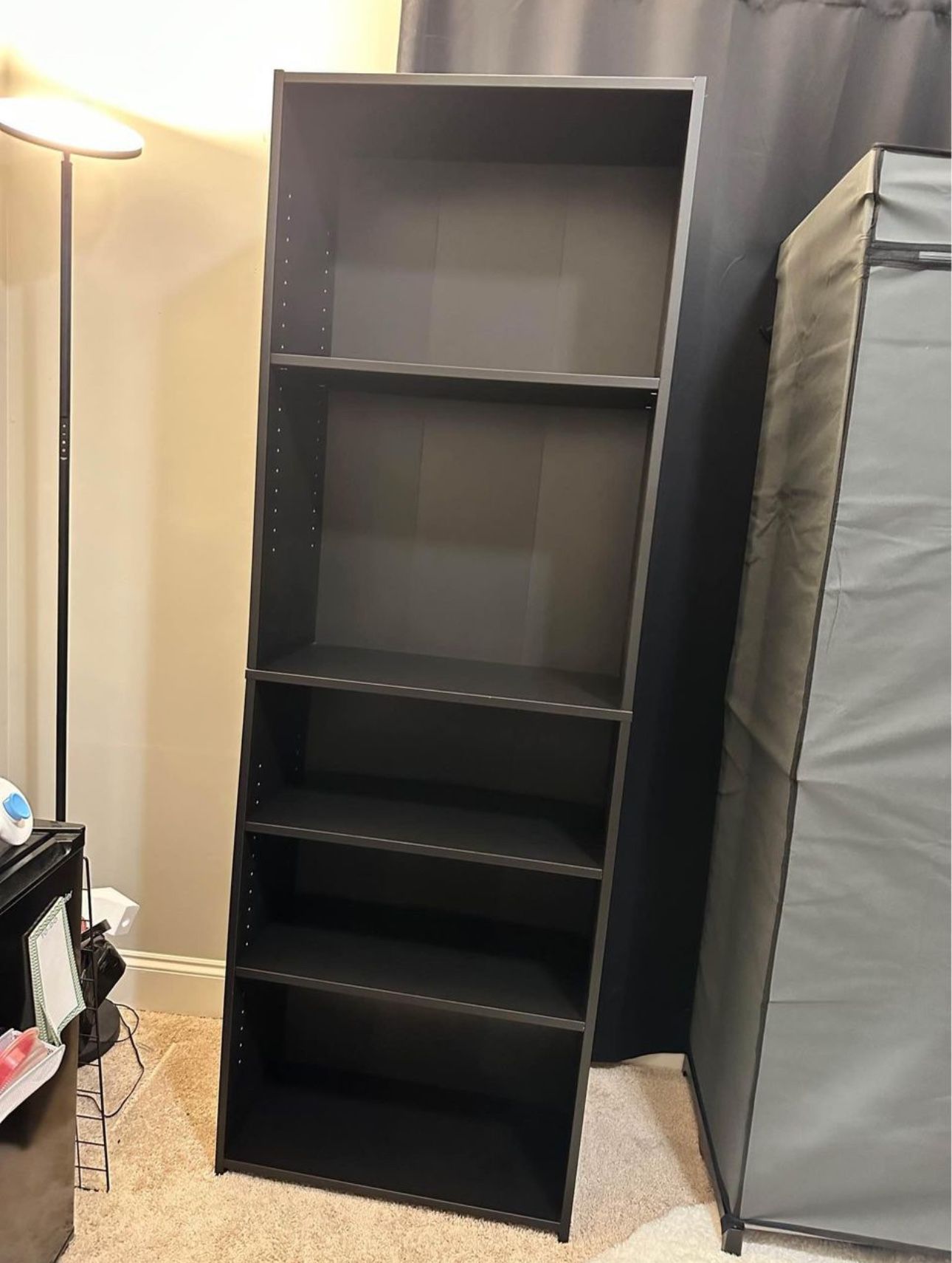 Black 5 Shelf Adjustable Bookcase Bookshelf