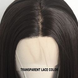 Synthetic Black Wig With Brown Lace Front