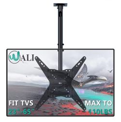 WALI Ceiling TV Mount Adjustable Bracket Fits Most LED, LCD, OLED and Plasma Flat Screen Display 23 to 65 Inch, up to 110 Lbs, Mounting Holes 400x400m